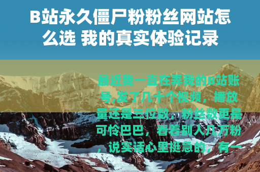B站永久僵尸粉粉丝网站怎么选 我的真实体验记录