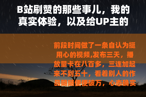 B站刷赞的那些事儿，我的真实体验，以及给UP主的几点建议