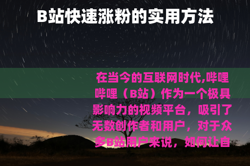 B站快速涨粉的实用方法