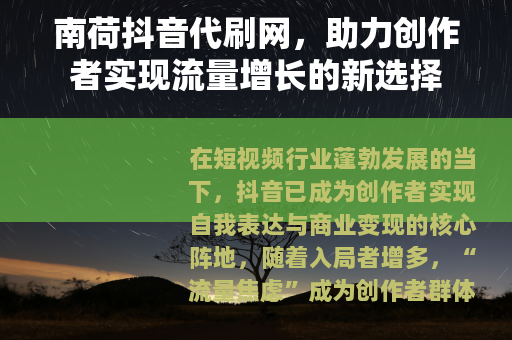 南荷抖音代刷网，助力创作者实现流量增长的新选择