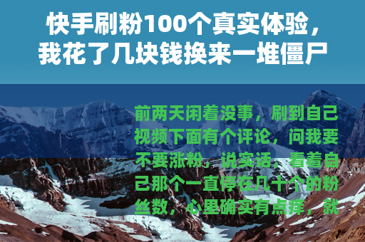 快手刷粉100个真实体验，我花了几块钱换来一堆僵尸粉？