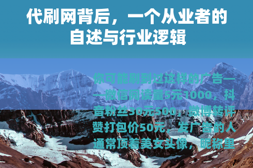 代刷网背后，一个从业者的自述与行业逻辑