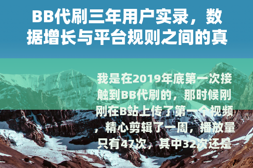 BB代刷三年用户实录，数据增长与平台规则之间的真实权衡