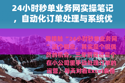 24小时秒单业务网实操笔记，自动化订单处理与系统优化全流程