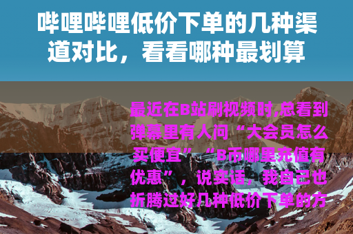 哔哩哔哩低价下单的几种渠道对比，看看哪种最划算