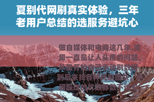 夏别代网刷真实体验，三年老用户总结的选服务避坑心得