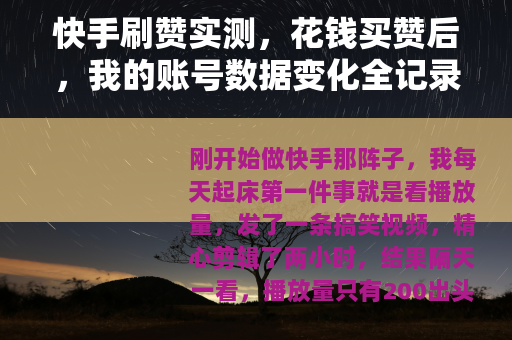 快手刷赞实测，花钱买赞后，我的账号数据变化全记录