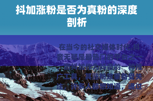 抖加涨粉是否为真粉的深度剖析