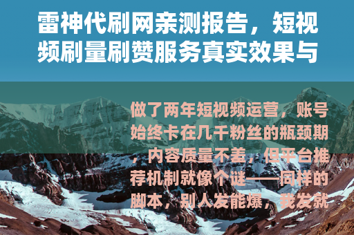 雷神代刷网亲测报告，短视频刷量刷赞服务真实效果与性价比分析