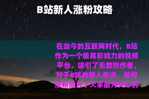 B站新人涨粉攻略