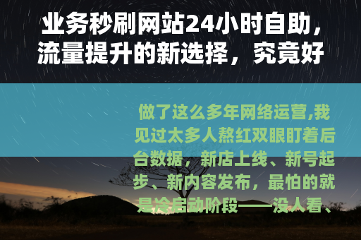 业务秒刷网站24小时自助，流量提升的新选择，究竟好用吗？
