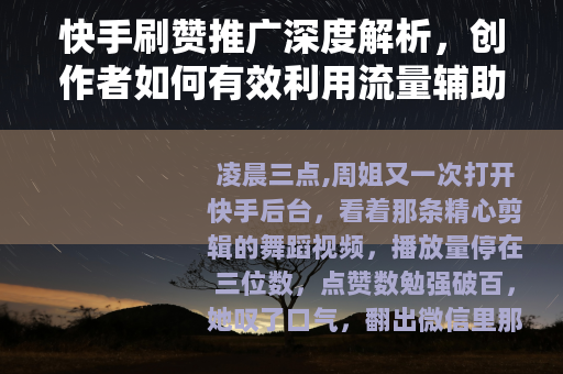 快手刷赞推广深度解析，创作者如何有效利用流量辅助工具