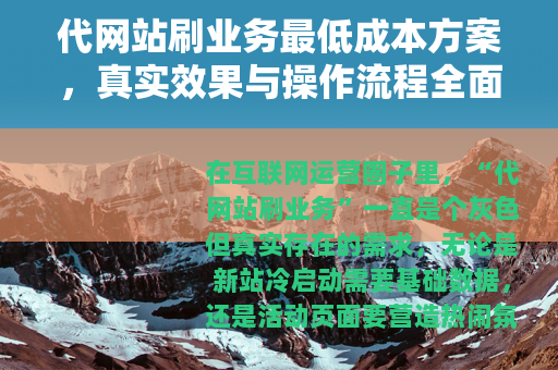 代网站刷业务最低成本方案，真实效果与操作流程全面解析