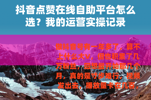 抖音点赞在线自助平台怎么选？我的运营实操记录