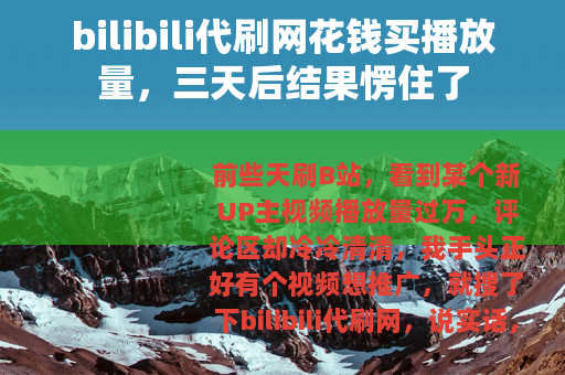 bilibili代刷网花钱买播放量，三天后结果愣住了