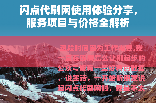 闪点代刷网使用体验分享，服务项目与价格全解析