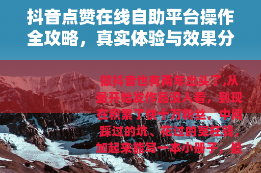 抖音点赞在线自助平台操作全攻略，真实体验与效果分析