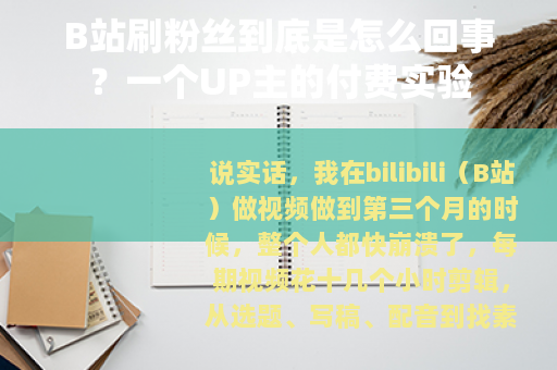B站刷粉丝到底是怎么回事？一个UP主的付费实验