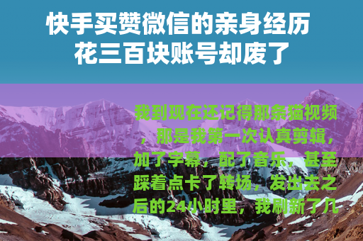 快手买赞微信的亲身经历 花三百块账号却废了