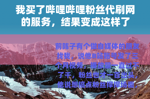 我买了哔哩哔哩粉丝代刷网的服务，结果变成这样了