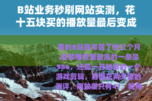 B站业务秒刷网站实测，花十五块买的播放量最后变成了啥