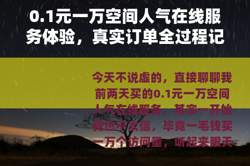 0.1元一万空间人气在线服务体验，真实订单全过程记录