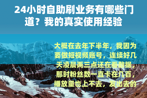 24小时自助刷业务有哪些门道？我的真实使用经验