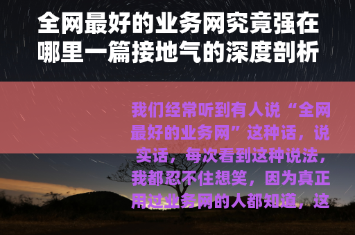 全网最好的业务网究竟强在哪里一篇接地气的深度剖析