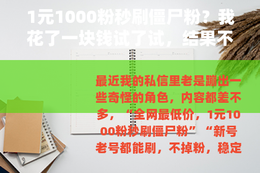 1元1000粉秒刷僵尸粉？我花了一块钱试了试，结果不想说话
