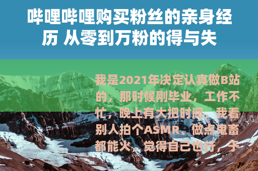 哔哩哔哩购买粉丝的亲身经历 从零到万粉的得与失