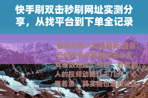 快手刷双击秒刷网址实测分享，从找平台到下单全记录