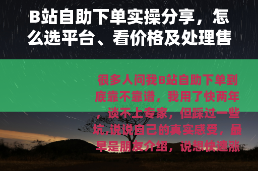 B站自助下单实操分享，怎么选平台、看价格及处理售后