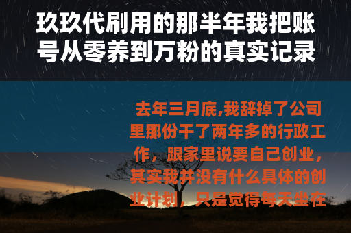 玖玖代刷用的那半年我把账号从零养到万粉的真实记录