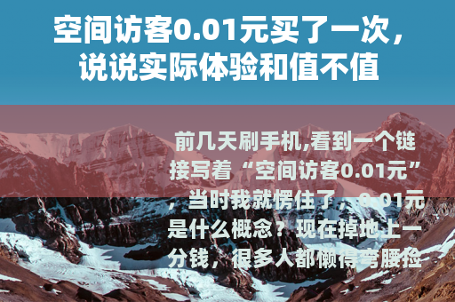 空间访客0.01元买了一次，说说实际体验和值不值