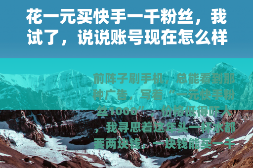 花一元买快手一千粉丝，我试了，说说账号现在怎么样了