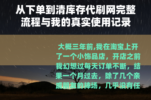 从下单到清库存代刷网完整流程与我的真实使用记录