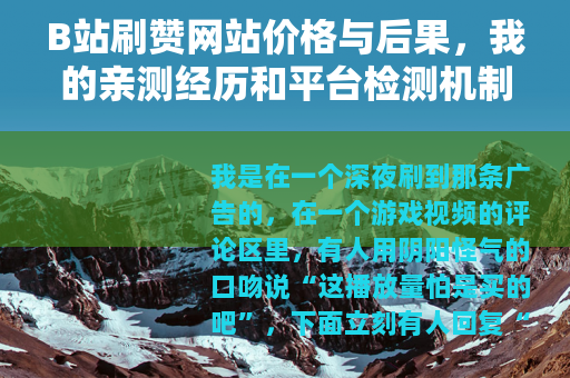 B站刷赞网站价格与后果，我的亲测经历和平台检测机制