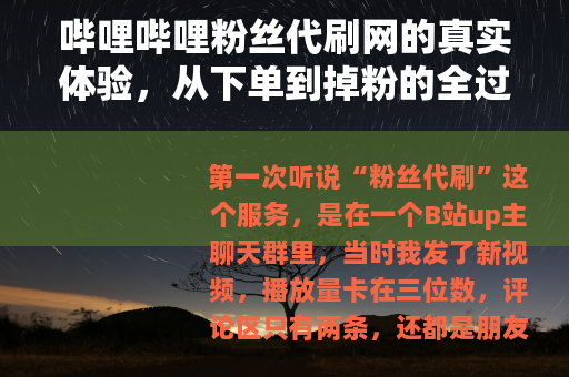哔哩哔哩粉丝代刷网的真实体验，从下单到掉粉的全过程