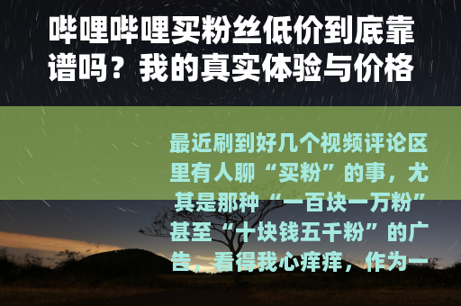 哔哩哔哩买粉丝低价到底靠谱吗？我的真实体验与价格分析