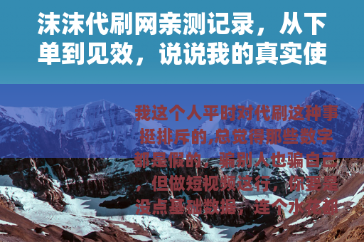 沫沫代刷网亲测记录，从下单到见效，说说我的真实使用感受