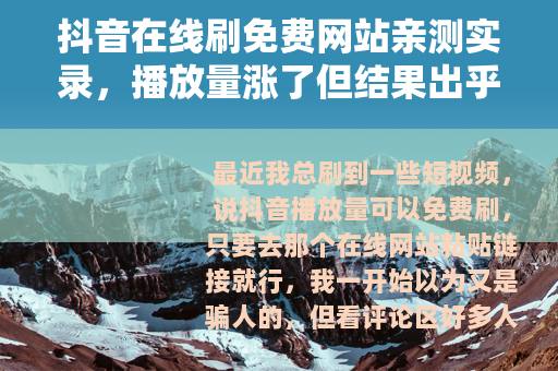 抖音在线刷免费网站亲测实录，播放量涨了但结果出乎意料