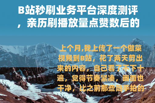 B站秒刷业务平台深度测评，亲历刷播放量点赞数后的真实感受
