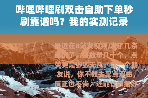 哔哩哔哩刷双击自助下单秒刷靠谱吗？我的实测记录