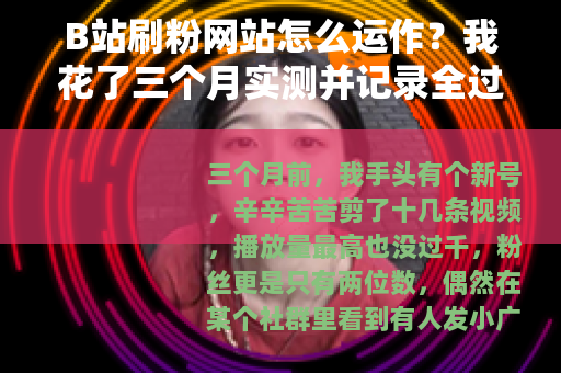 B站刷粉网站怎么运作？我花了三个月实测并记录全过程