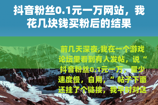 抖音粉丝0.1元一万网站，我花几块钱买粉后的结果