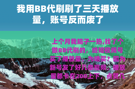 我用BB代刷刷了三天播放量，账号反而废了