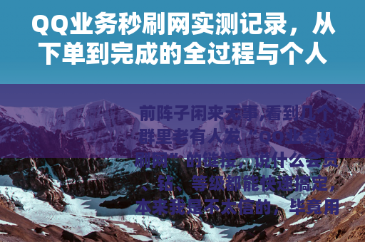 QQ业务秒刷网实测记录，从下单到完成的全过程与个人看法