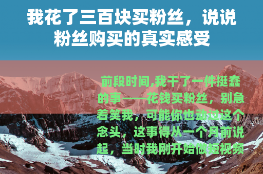 我花了三百块买粉丝，说说粉丝购买的真实感受