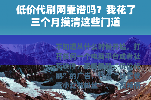 低价代刷网靠谱吗？我花了三个月摸清这些门道