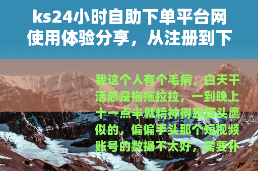 ks24小时自助下单平台网使用体验分享，从注册到下单全流程详解